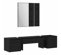 Hallway Furniture Set Engineered Wood Black Oak 80x31x40 cm Mirror Bench Storage