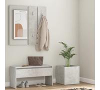 vidaXL Hallway Furniture Set Concrete Grey Engineered Wood Bench and Coat Rack