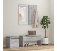 (Grey sonoma) vidaXL Hallway Furniture Set Engineered Wood Hall Bench Rack Multi Colours