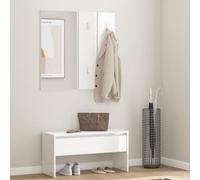 vidaXL Hallway Furniture Set High Gloss White Engineered Wood