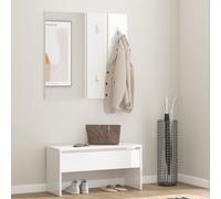 vidaXL Hallway Furniture Set High Gloss White Engineered Wood
