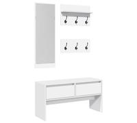 vidaXL Hallway Furniture Set - Shoe Bench, Mirror & Coat Racks - Engineered Wood - Space-Saving Design - White
