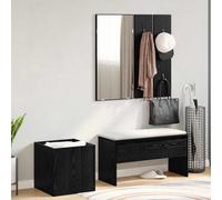 Hallway Furniture Set Engineered Wood Black Oak & Silver 80x30.5x40 cm Includes.