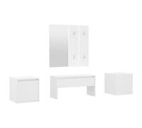 vidaXL Hallway Furniture Set White Engineered Wood Hall Bench and Coat Rack