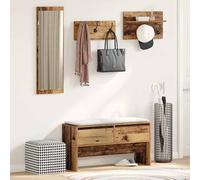 vidaXL Hallway Furniture Set with Shelf 4 pcs Old Wood Engineered Wood