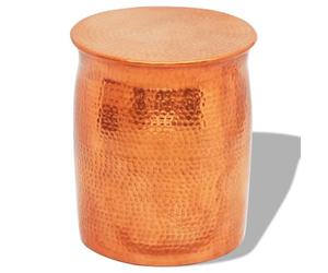 vidaXL Hammered Aluminium Stool/Side Table in Brass - Decorative Versatile Furniture, Ideal for Living Room, Dining Room, Office, and Outdoor Spaces