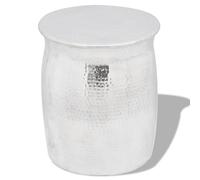 vidaXL Rustic Aluminium Stool/Side Table - Silver, Handmade Hammered Detail, Versatile Decor Piece for Multiple Spaces