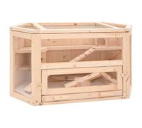 vidaXL Hamster Cage, Small Animal Cage for Syrians Hamster Dwarf Hamster, Rat Cage for Small Animal Guinea Pig Rodent, Solid Wood Fir