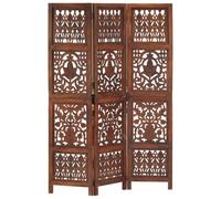 vidaXL Solid Mango Wood Hand Carved 3-Panel Room Divider Home Indoor Dining Room Bedrooms Privacy Screens Furniture 120x165cm Brown