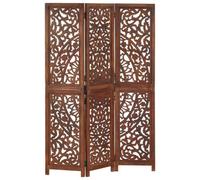 Vidaxl Hand Carved 3-Panel Room Divider Brown 120X165 Cm Solid Mango Wood Room Dividers