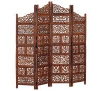 vidaXL Hand carved 4-Panel Room Divider Brown 160x165 cm Solid Mango Wood