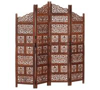 Vidaxl Hand Carved 4-Panel Room Divider Brown 160X165 Cm Solid Mango Wood