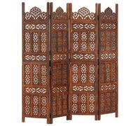 Vidaxl Hand Carved 4-Panel Room Divider Brown 160X165 Cm Solid Mango Wood Room Dividers