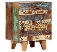 vidaXL Hand Carved Bedside Cabinet 50cm Solid Reclaimed Wood Storage Stand