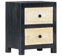 vidaXL Hand Carved Bedside Cabinet Grey 40x30x50 cm Solid Mango Wood, Grey