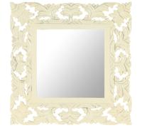 vidaXL Hand Carved Mirror White 50x50 cm Solid Mango Wood