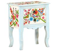vidaXL Hand-Painted Solid Mango Wood Nightstand Bedside Cabinet, Multicolour, 40 x 30 x 50 cm, 2 Drawers, 323541