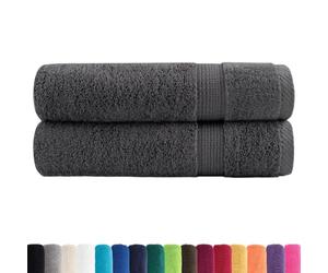 vidaXL Hand Towels - 100% Cotton Bath Towel Set - 2 pcs, Anthracite, 50x100cm, 600gsm, Soft & Absorbent
