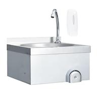 vidaXL Professional Hand Wash Sink with Faucet and Soap Dispenser - Stainless Steel Construction, Easy Clean, Hygienic Knee Operation, Wall-Mounted, Suitable for Kitchens, Workshops, Gardening She...