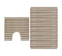 vidaXL Hand-Woven Jute Bathroom Mat Set Fabric Natural and White Carpet Rug