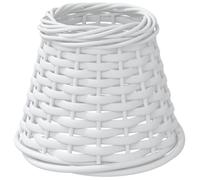 'vidaXL Handcrafted White Wicker Lamp Shade - Multifunctional Ceiling or Table Lamp Shade with Painted Iron Holder, Suitable for E27 Bulbs, Ø15x12 cm Diameter