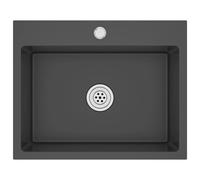 vidaXL Handmade Kitchen Sink Dining Room Plumbing Fixture Utility Waste Sink Under-Mount Kitchen Basin Black Stainless Steel 55 x 44 x 20 cm