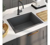 vidaXL Handmade Kitchen Sink Black Stainless Steel