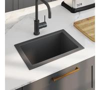 vidaXL Handmade Kitchen Sink Black Stainless Steel