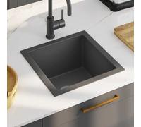 vidaXL Handmade Kitchen Sink in Black, Durable Stainless Steel with Brushed Finish, Versatile Undermount, Drop-in or Flush Mount Options