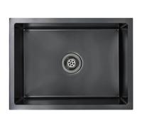 vidaXL Handmade Kitchen Sink, Black Stainless Steel, Modern Design, High-End, Mould, Lead and Corrosion Resistant, with X-Flume Design for Quick Flow