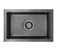 vidaXL Handmade Kitchen Sink in Black Stainless Steel, Satin Finish, Quick Drainage X-Flume Design, Secret Sound Reducing Pads - Versatile Installation: Undermount, Flush Mount or Drop-in