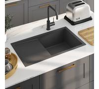 vidaXL Handmade Kitchen Sink Black Stainless Steel
