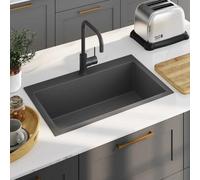 vidaXL Handmade Kitchen Sink Black Stainless Steel
