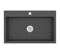 'vidaXL Handmade Kitchen Sink in Contemporary Black Stainless Steel with Quick Flow Flume Design and Sound-Reducing Pads - Ideal for Versatile Undermount, Flush Mount, or Drop-in Installation