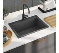 vidaXL Handmade Kitchen Sink Black Stainless Steel