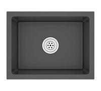 vidaXL Handmade Kitchen Sink Dining Room Plumbing Fixture Utility Waste Sink Under-Mount Kitchen Basin Black Stainless Steel 44 x 34 x 20 cm