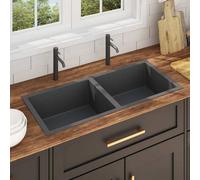 vidaXL Handmade Kitchen Sink Black Stainless Steel Plumbing Utility Basin