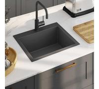 vidaXL Handmade Kitchen Sink Black Stainless Steel Plumbing Fixture Basin
