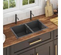vidaXL Handmade Kitchen Sink Black Stainless Steel Under-mount Kitchen Basin