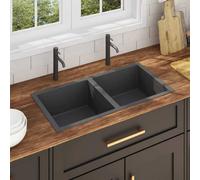 vidaXL Handmade Kitchen Sink Black Stainless Steel Plumbing Utility Basin