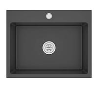 vidaXL Handmade Kitchen Sink Dining Room Plumbing Fixture Utility Waste Sink Under-Mount Kitchen Basin Black Stainless Steel