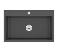 'vidaXL Handmade Kitchen Sink in Contemporary Black Stainless Steel with Quick Flow Flume Design and Sound-Reducing Pads - Ideal for Versatile Undermount, Flush Mount, or Drop-in Installation