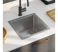 vidaXL High-Grade Stainless Steel Handmade Kitchen Sink - Resistant, Corrosion Resistant with Sound Reduction Pads and X-Flume Design - Satin Finish Undermount/Flush Mount/Drop in Fit