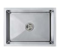 vidaXL Handmade Kitchen Sink Under-mount Kitchen Sink Drop in Basin Single Bowl Workstation Flushmount Installation Stainless Steel