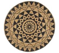 vidaXL Handmade Rug Jute with Black Print 120 cm UK HOT