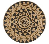 vidaXL Handmade Rug Jute with Black Print 150 cm