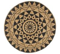 vidaXL Handmade Rug Jute with Black Print 150cm Room Floor Protector Carpet