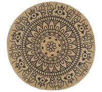 Berkfield Handmade Rug Jute With Dark Blue Print 150 Cm