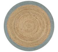 vidaXL Handmade Rug Jute with Olive Green Border 120 cm UK HOT
