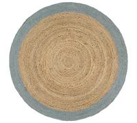vidaXL Handmade Rug Jute with Olive Green Border Indoor Home Living Room Bedroom Decorative Handmade Floor Mat Jute Carpet Round Rug 210 cm